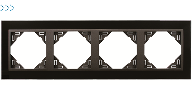 Четырехместная рамка, черное стекло/алюминий (90940 TEA)